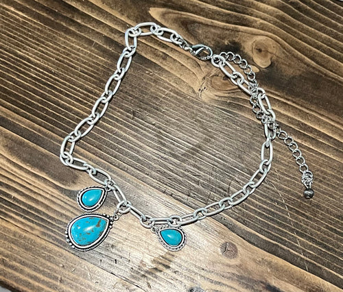 Turquoise Drop Charm Necklace